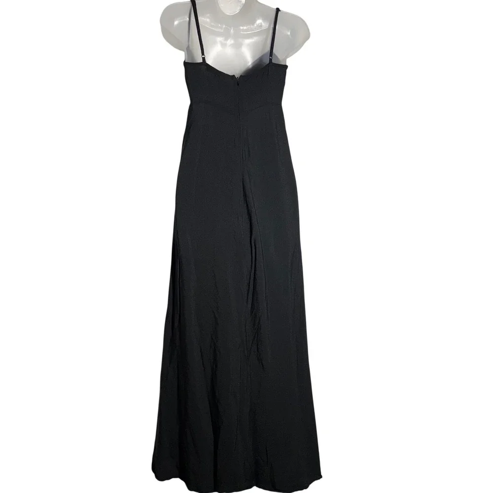 Olivaceous Black Tie Front Keyhole Maxi Dress Sz Small Coastal Vacation Travel